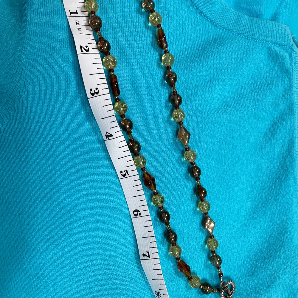 18” multicolored bead necklace with silver tone toggle closure